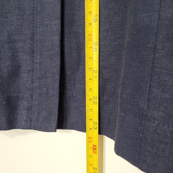Norton McNaughton 💚 Navy Blue Woven Linen Blend Blazer Jacket Casual Lined 14 - Picture 7 of 8